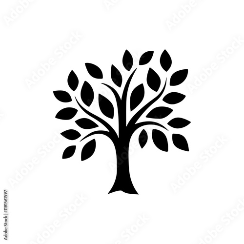 black vector tree of live icon on white background