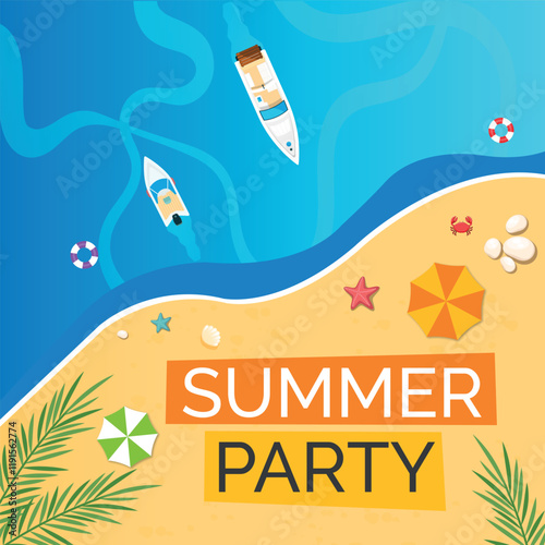 Summer Hello Time Sale Beach Party Instagram template holiday event travel vacation tour Post