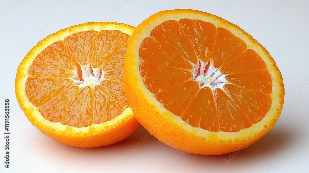 Fototapeta premium Two Halves Of A Fresh Orange Displayed Nicely