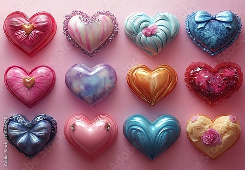 Vibrant Collection of Colorful Hearts