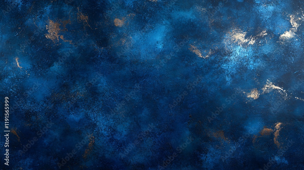 Fototapeta premium Deep blue abstract texture with golden highlights creating a soothing visual effect