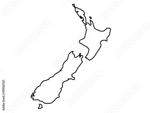 Vector outline New Zealand icon outline on white background