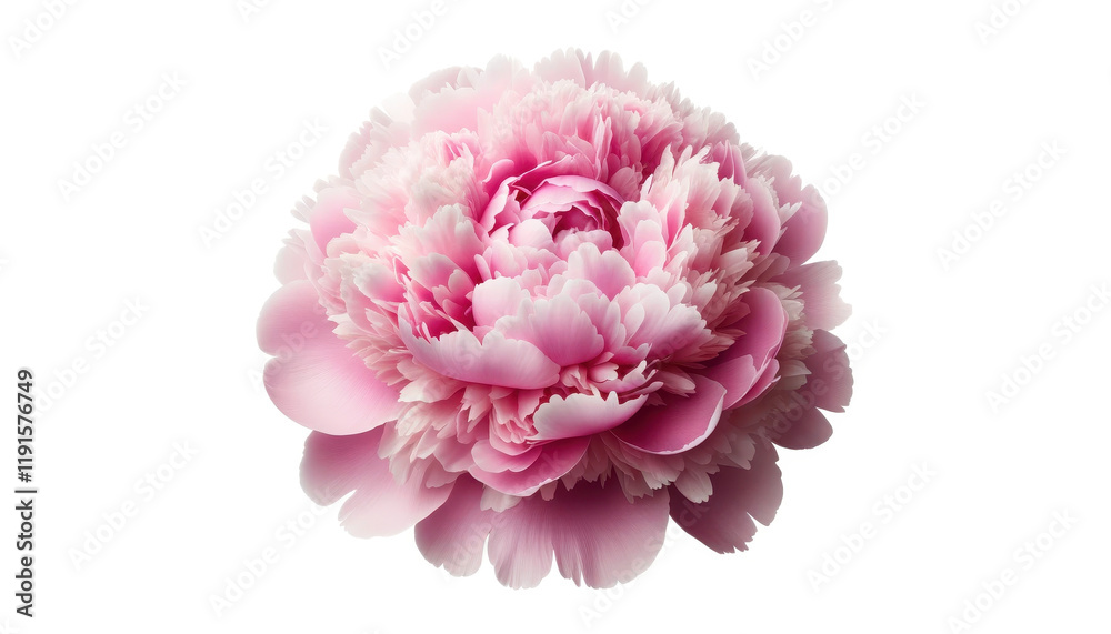 Beautiful Pink Peony Bloom Isolated on White Background, Perfect for Floral Decor and Botanical Publications Beautiful Pink Peony Bloom Isolated on White Background, Perfect for Floral Decor and Botanical Publications