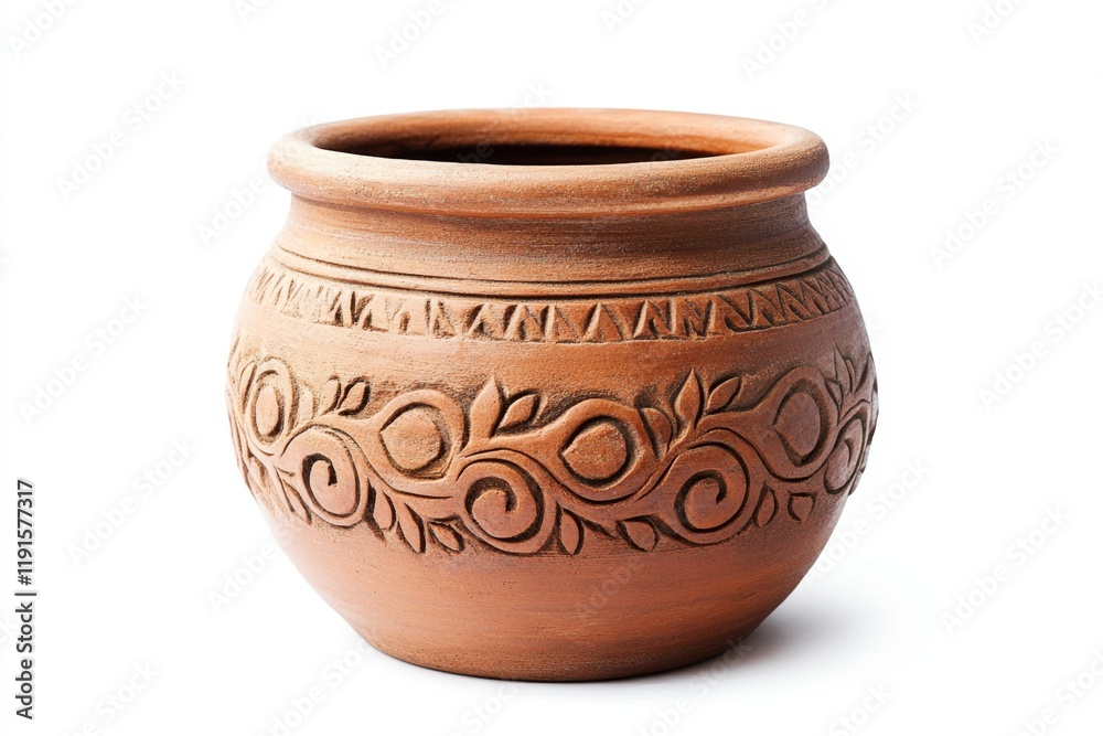 Handcrafted Decorative Clay Pot with Intricate Floral Design Handcrafted Decorative Clay Pot with Intricate Floral Design
