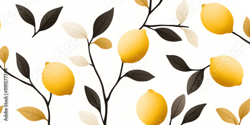 Elegant lemon branch pattern.  Perfect for backgrounds, textiles, or branding.