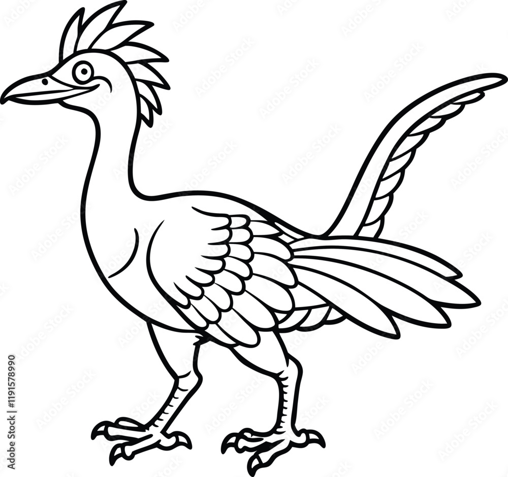 Archaeopteryx line arts with white background. Archaeopteryx Line Art, Black and White Cartoon Dinosaur Illustration Archaeopteryx line arts with white background. Archaeopteryx Line Art, Black and White Cartoon Dinosaur Illustration