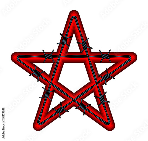 Barbed wire red star