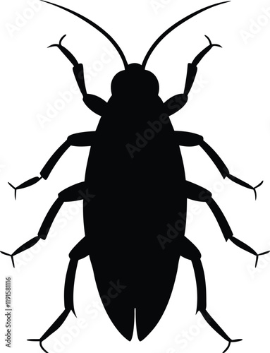 Asian cockroach line arts with white background. Cockroach silhouette, insect roach and bug species, vector. Biology or zoology and pest animal creatures, American