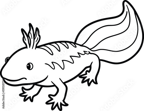 Wallpaper Mural Axolotl line arts with white background . Vector antique engraving illustration of axolotl salamander isolated on white background Torontodigital.ca