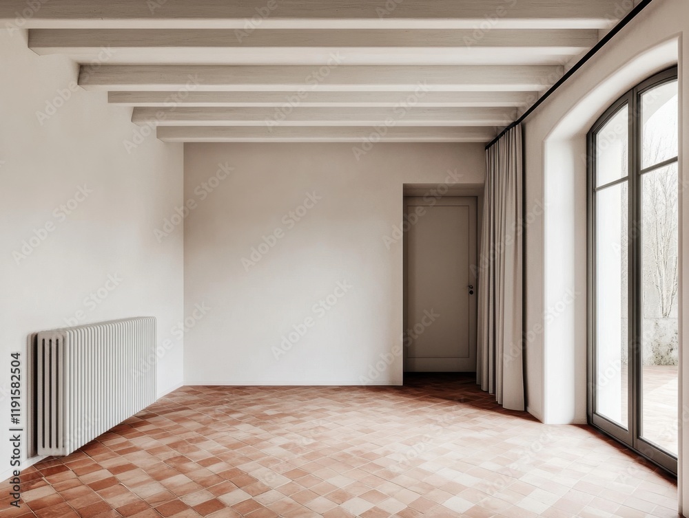 A room with a radiator and a door A room with a radiator and a door