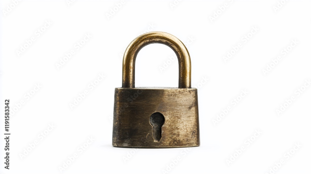 Brass padlock isolated on white background. Brass padlock isolated on white background.