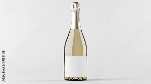 Blank champagne bottle mockup with white label.
