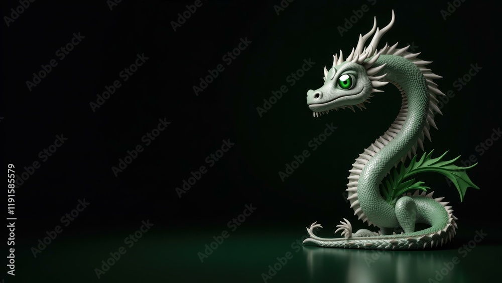 Fototapeta premium Forest Guardian. Bforartists CPython cadquery asyncio Squarespace designer libresprite Blenderkit pypi Spline ai Dezgo Green dragon fantasy creature illustration, mythical