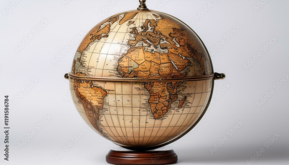 Obraz premium Antique-style globe, detailed map, rich colors.