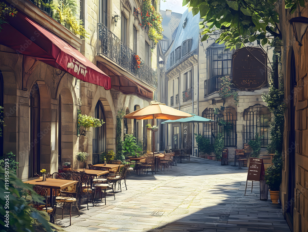 Fototapeta premium A cozy café scene in a historic European square