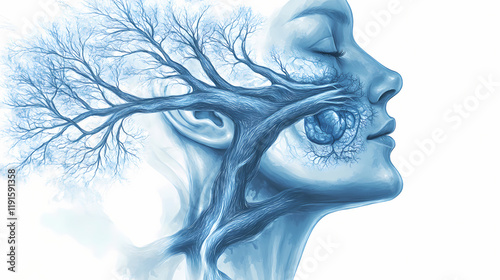 Angioedema airway health blueprint visualizing how facial airway swelling is treated in allergic reactions under immunology and allergy. Treetide. Illustration