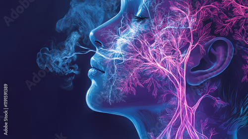 Angioedema airway health blueprint visualizing how facial airway swelling is treated in allergic reactions under immunology and allergy. Treetide. Illustration