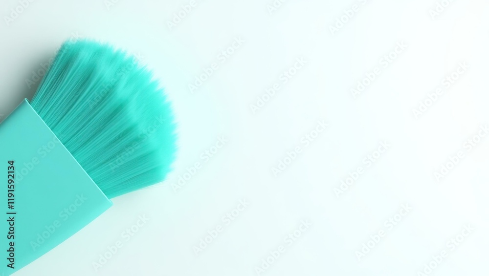 Turquoise paintbrush on right. Soft orange background. Copy space for text, 3D render AI Generated Designer Element Turquoise paintbrush on right. Soft orange background. Copy space for text, 3D render AI Generated Designer Element