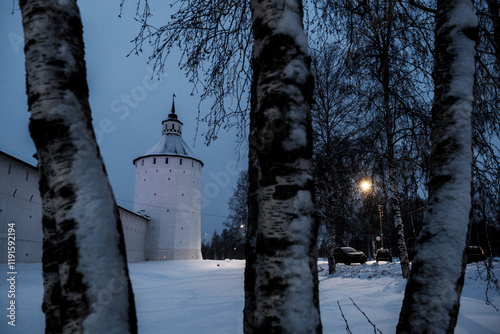 Wallpaper Mural View of the Kirillo-Belozersky Monastery in the evening under artificial light. Vologda region Torontodigital.ca