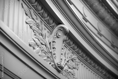 Rich interior wall ornate of Pittock Mansion, a French Renaissance-style historic chateau public display in the Portland, Oregon, USA. photo