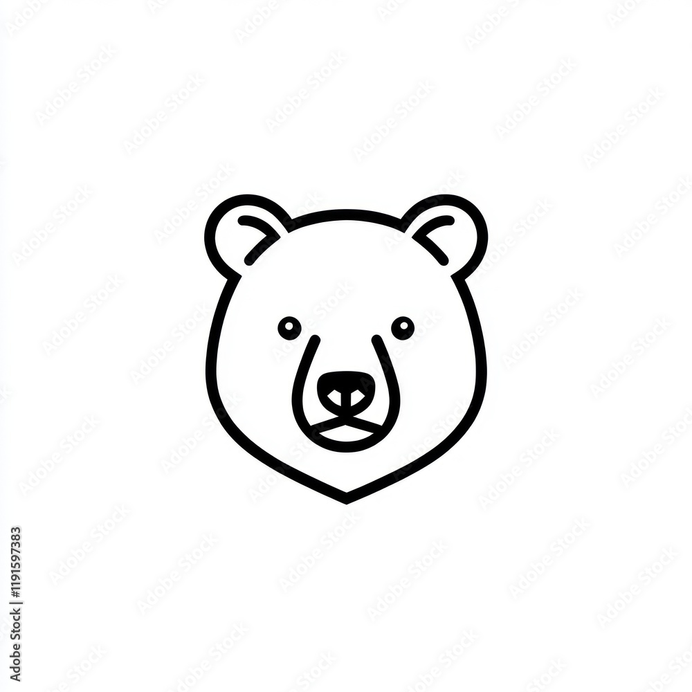 Bear head, line art, wildlife symbol for kids' education or zoo brochures, white background Bear head, line art, wildlife symbol for kids' education or zoo brochures, white background