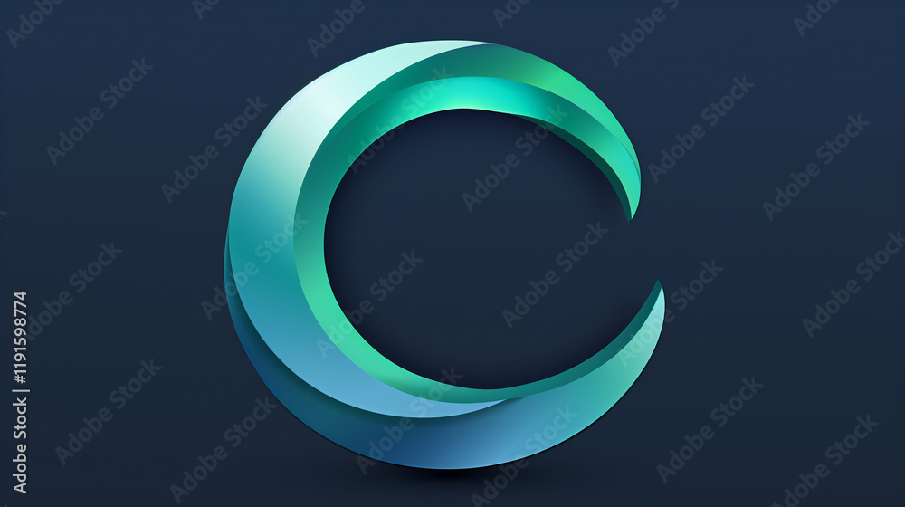 Modern stylized crescent in blue and green gradient. Modern stylized crescent in blue and green gradient.