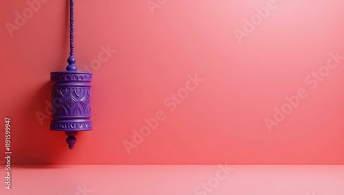 Coral pink dumbbell on right. Soft green background. Copy space for text, 3D render AI Generated Designer Element photo