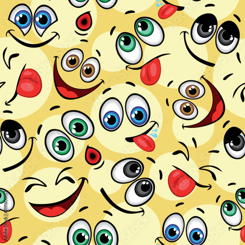 Emojis Smileys Happy and Funny faces Vector Seamless Textile Pattern Design 
