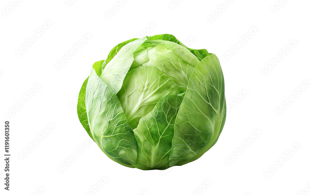 Fresh Green Cabbage with Crisp Leafy Texture Isolated on transparent background Fresh Green Cabbage with Crisp Leafy Texture Isolated on transparent background