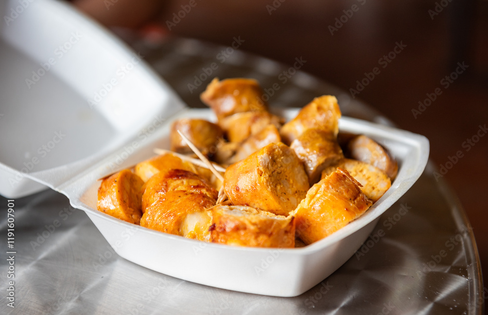 Longanizas (sausages) is a traditional Puerto Rican food on a popular culinary trail. Longanizas (sausages) is a traditional Puerto Rican food on a popular culinary trail.