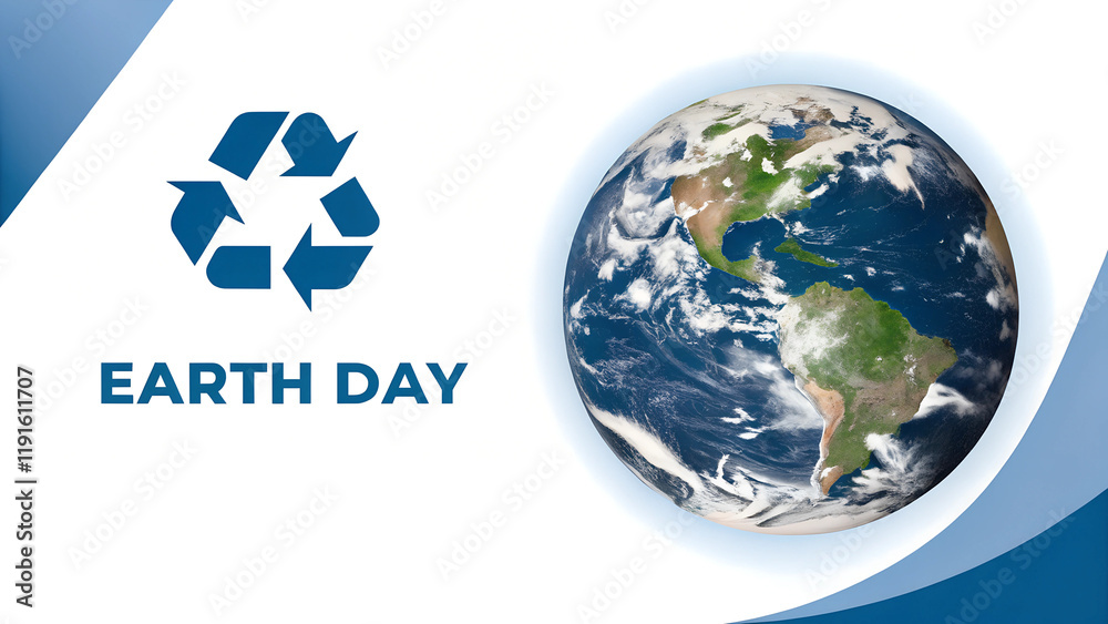 Earth Day design featuring a globe and recycling symbol to promote environmental sustainability Earth Day design featuring a globe and recycling symbol to promote environmental sustainability
