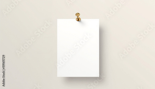 Blank paper sheet pinned on light wall