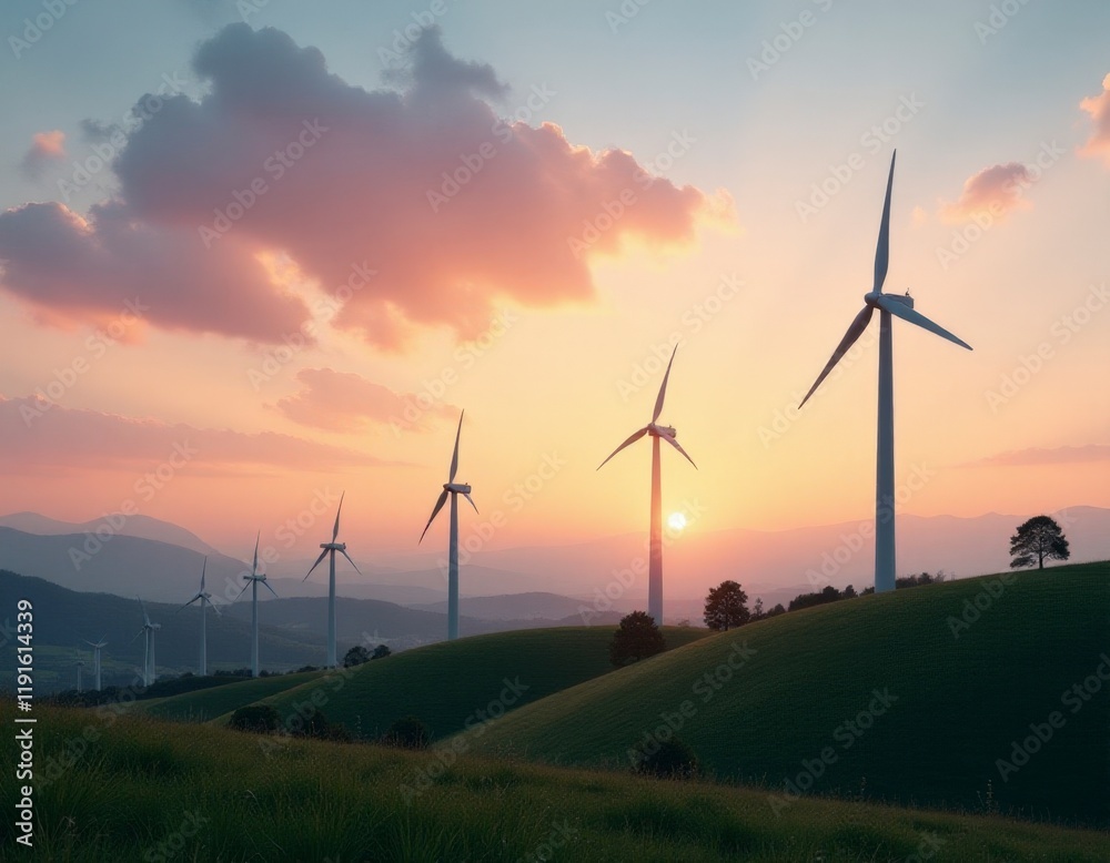 Obraz premium energy, Wind generators of electricity,