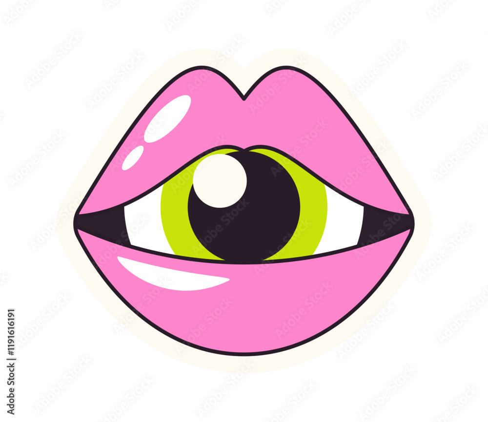 Obraz premium Looking mouth pop art sticker