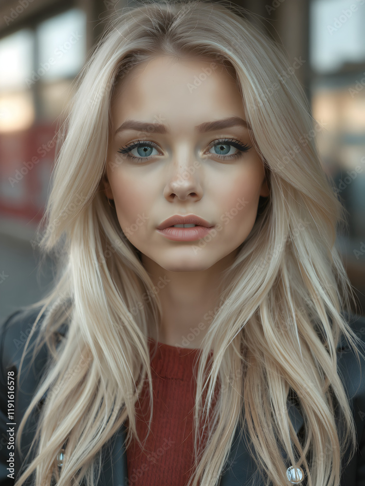Rubia encantadora mostrando un estilo casual y moderno Rubia encantadora mostrando un estilo casual y moderno