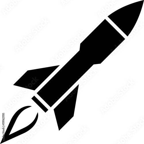 Missile launch icon in flat style.