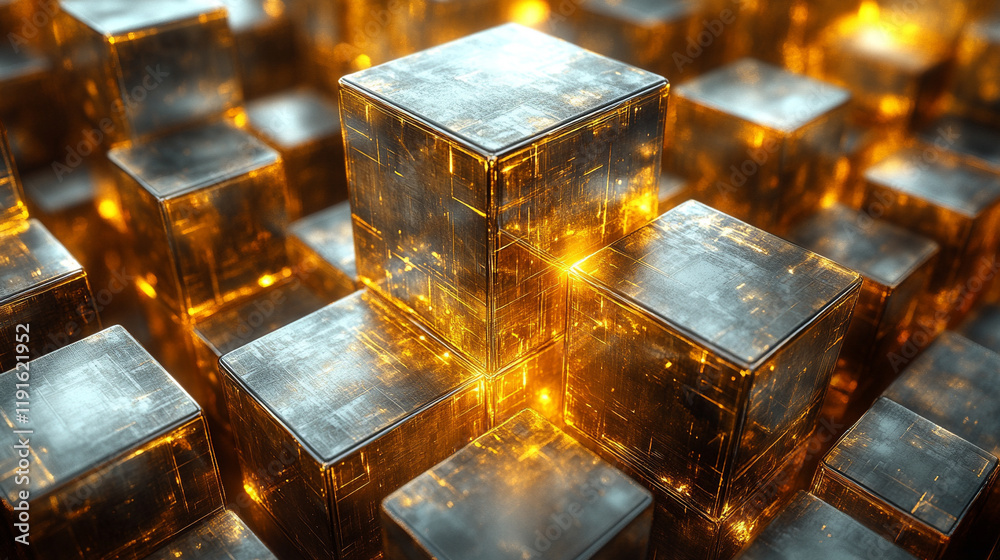 A soft blurred background featuring gold cubes, white, gold, and silver tones creates an abstract sense of chaos with a harmonious balance of light and texture.
A soft blurred background featuring gold cubes, white, gold, and silver tones creates an abstract sense of chaos with a harmonious balance of light and texture.
