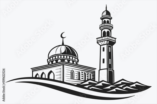 Mosque minaret icon template black color