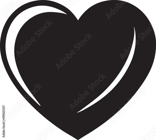 Classic heart shape silhouette vector design, symbolizing love, affection, and romance. Clean, scalable, and editable EPS file for versatile creative and romantic projects.