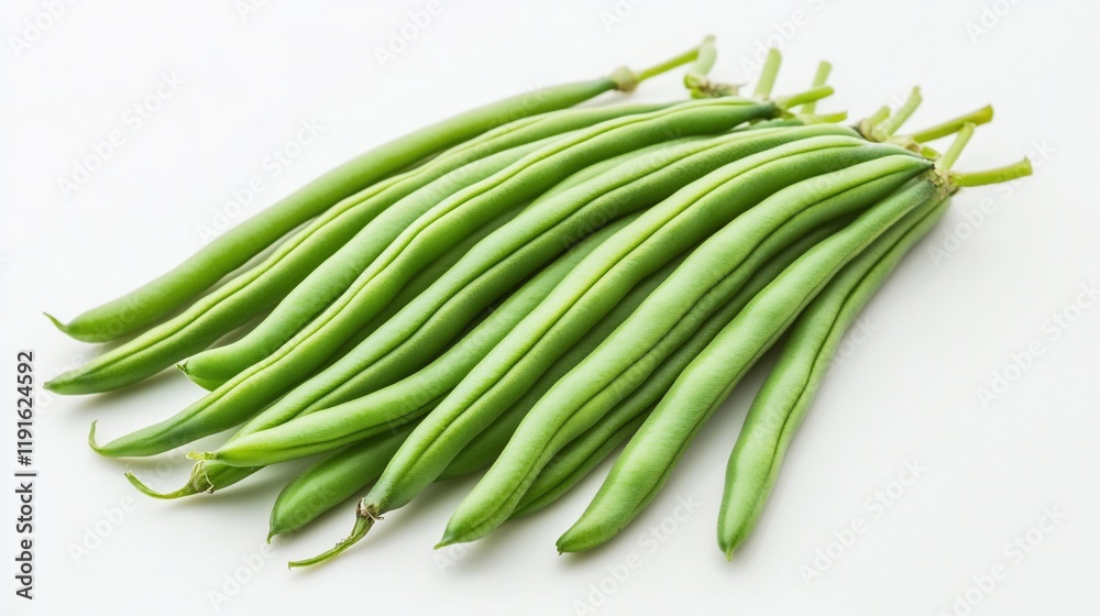 Fresh green beans on white background. Fresh green beans on white background.