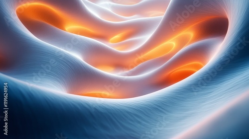 A blue and orange wave pattern with a white background