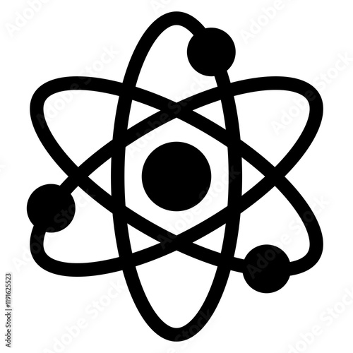 Illustration/drawing of an atom symbol. Design elements on transparent background. Use for print, websites and other graphics. Available as PNG or JPG.