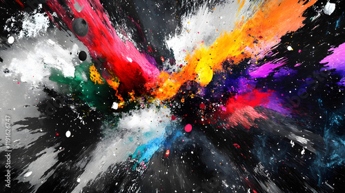 Wallpaper Mural A black-and-white canvas being split apart by an explosion of colorful galaxies and planets transforming the space into a cosmic wonderland. Torontodigital.ca