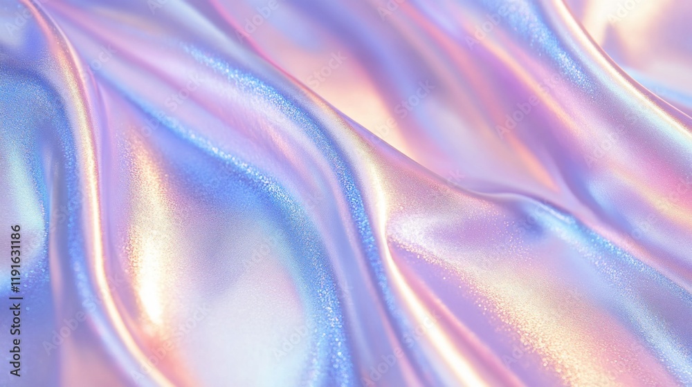 Fototapeta premium Iridescent fabric with pastel colors and smooth waves.