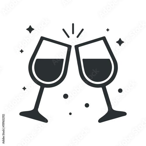 Two glasses of wine. Cheers with wineglasses. Vector illustration
