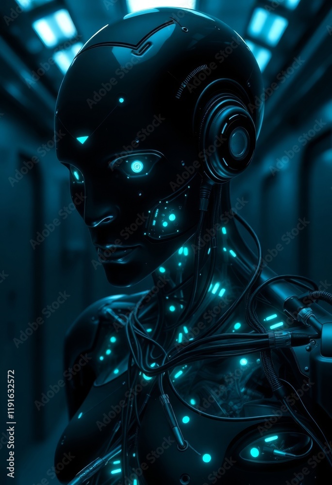 Naklejka premium Advanced AI Nano-Tech Android