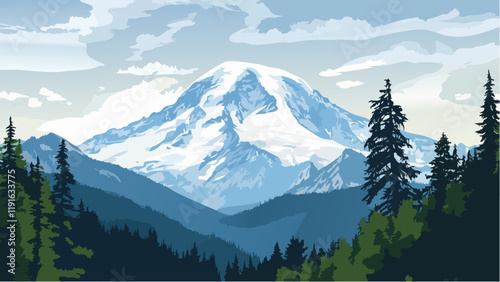 Snow-capped Peaks of Mt. Rainier