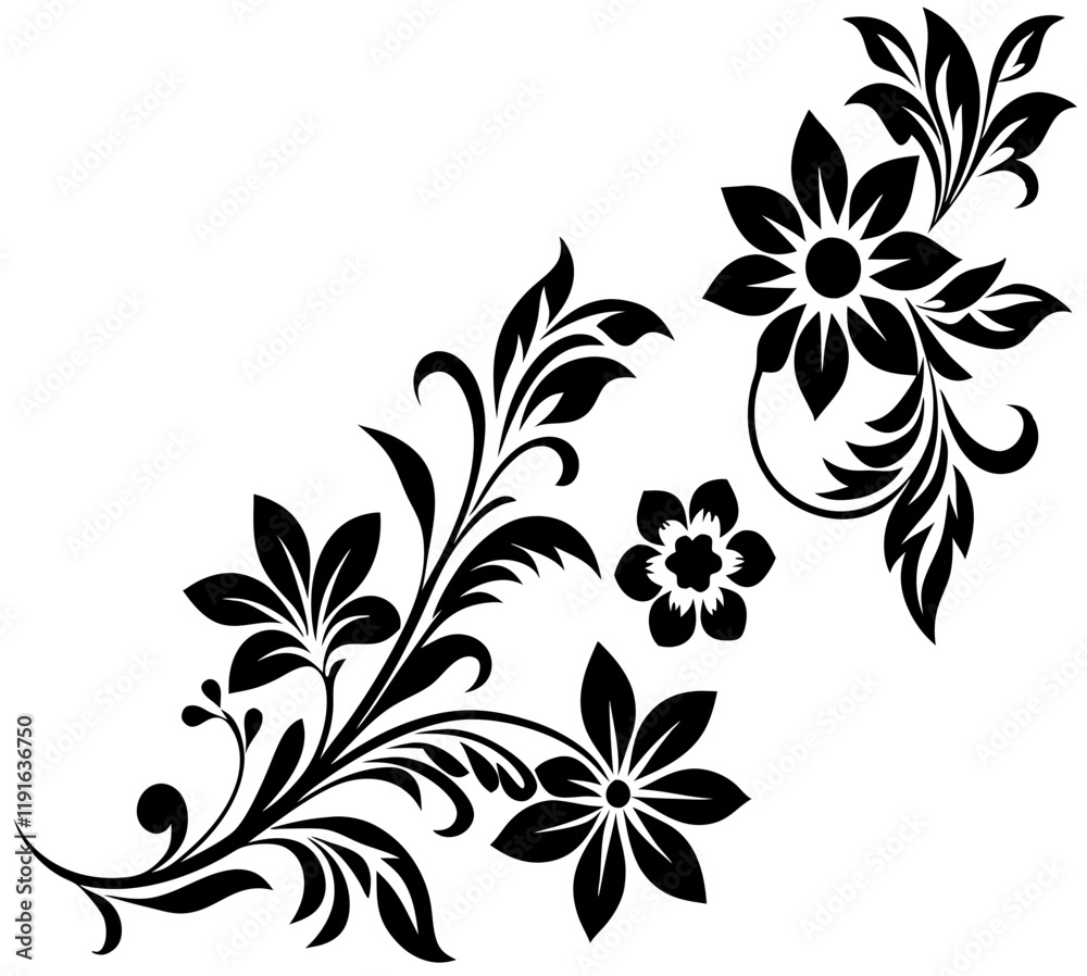 floral design, stylized flower design with leaf and decorative accents. abstract floral ornament, corner, petal patterns, ideal for use in decorative prints, wallpaper, mandala, digital art, template floral design, stylized flower design with leaf and decorative accents. abstract floral ornament, corner, petal patterns, ideal for use in decorative prints, wallpaper, mandala, digital art, template