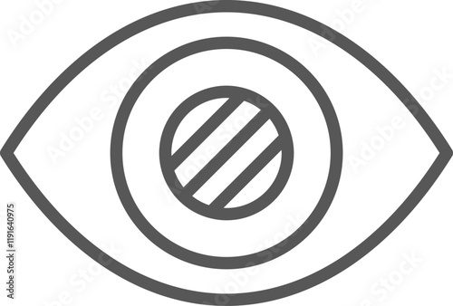 Simple eye icon featuring a closed pupil, symbolizing blindness, vision impairment, and the importance of eye protection and care in healthcare and medical contexts