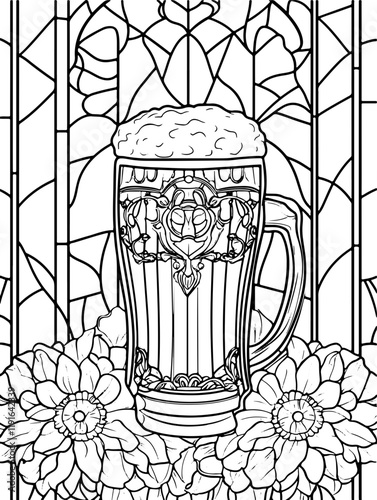 Bier, sakral, Mandala, coloring page, Malbuch für Erwachsene, Malbuch Männer, Bier, Kloster, Brauerei 